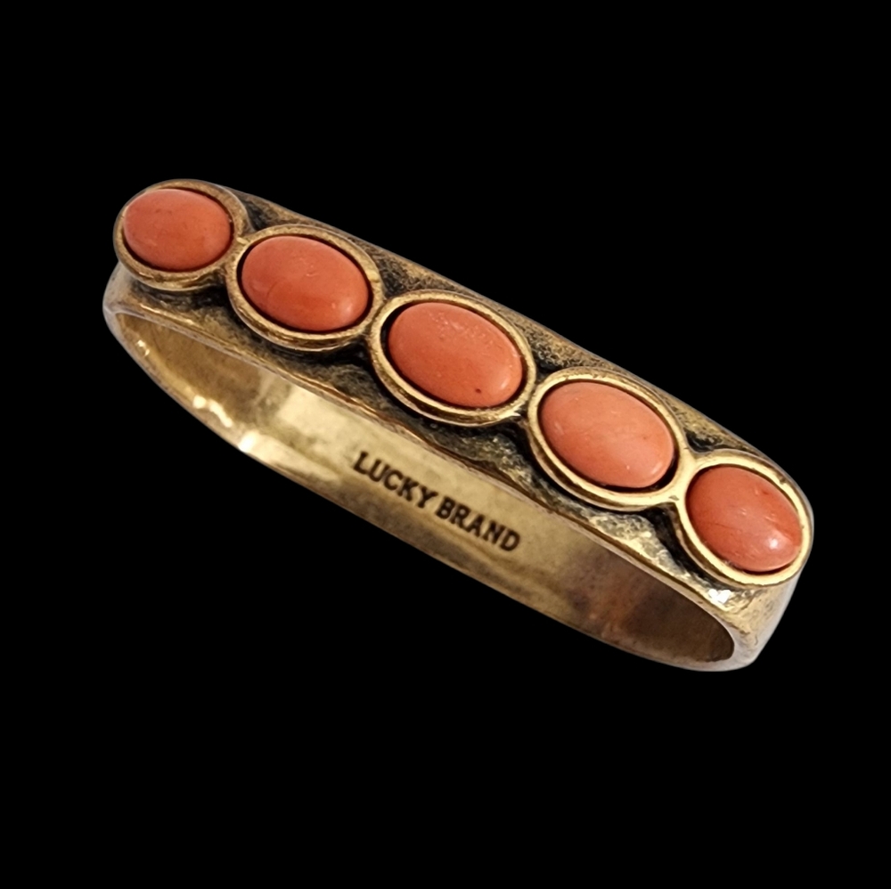 Lucky Brand Bangle Bracelet Orange Stones Square Boho Bracelet  A0224